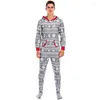 Pulls pour hommes Hommes Pyjamas Nuit Casual Set Noël Polyester Coton À Manches Longues Une Pièce Hiver Homewear