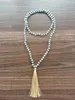 Pendant Necklaces Knotted Necklace Tassel Natural Stone 6MM Whitejade Make Prayer Yoga Mala Beads