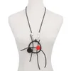 Collier pendentif en perles de bois rouge pour femme, chaîne en Tube creux en métal, en caoutchouc, léger, bijoux originaux, Chains332s