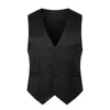 Men's Vests Men Suit Vest Sleeveless Jacket Elegant Slim Fit V-neck For Leisure Party Workwear Solid Color Single Bar