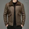 Men's Jackets Autumn And Winter Suede Jacket Plus Velvet Lapel Thick Warm Fashion Boutique Imitation Leather Top Large Size Coa