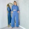 Women's Two Piece Pants Cover Up Beach Kaftans For Women Bathroom Outlet Bathing Suit 2023 Loose Fit Neck Long Sleeve T Shirt Leg Set Solid