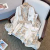 Damskie dresy dwuczęściowy zestaw 2023 Spring Autumn Vintage Single Breaste Bluse i szorty kobiety luksusowe stroje