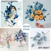 Decoratieve Bloemen Eucalyptus Bladeren Tak Nep Plant Decoratie Bruiloft Huisarrangement Blauw Roze Kunstmatige Bloem