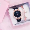 Wristwatches Fashion Simple Quartz Wristwatch Women Bracelet Luxury Diamond Ladies Dress Pink Dial Wrist Watch Watches Set