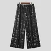 Mannen Broek INCERUN 2023 Chinese Stijl Mannen Broek Mode Kunst Woord Print Wijde Pijpen Pantalons Casual Losse All-match Rechte Broek S-5XL