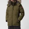 Piumino bomber da uomo Canadian Gooses Vera pelliccia di lupo Con cappuccio Parka in tela Lettera Tasche con cerniera Patch Cappotto invernale caldo e spesso di design