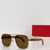 Nieuwe modeontwerp vierkante zonnebril 0426S metalen frame houten tempels eenvoudige vorm veelzijdige en populaire stijl outdoor UV400-beschermingsbril