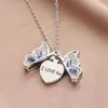 Pendant Necklaces Fashion Animal Crystal Butterfly Necklace I Love You Open Po Box Choker Clavicle Chain Design Engagement Jewelry Gift