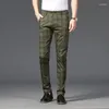 Heren Broek Zomer Plaid Mannen Katoen Formeel Werk Zakelijk Zwart Wijnrood Mode Slim Fit Luxe Broek Mannelijke 30-38