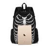 School Bags JIEROTYX Canvas Backpack Halloween Multifunctional School Bags Unisex Skull Skeleton Printed Backpack Gothic Designer Travel Bag 231016