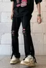 Jeans da uomo Pantaloni da uomo in denim skinny elasticizzati con foro al ginocchio tinta unita Pantaloni slim fit stile hip-hop nero autunnale L47