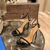 Sandales en cuir véritable cristal marque italienne talons hauts taille 34-42 été cheville lanière chaussures à talons fins Sandalias Mujer