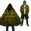 Trench da uomo Gufo Teschio Oro Tatuaggio 3D All Over Stampato Mantello in pile da uomo con cappuccio Inverno Unisex Casual Spessore Mantello caldo Cappotti PF117 YQ231016