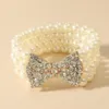 Nowa barokowa imitacja imitacja Pearl Bransoletka Metal Gold Bow Rhinestone Bracelets For Women Party Jewelry Akcesoria1286i