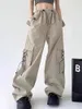 Pantalones para hombres Streetwear pierna ancha recta paracaídas carga cordón Casual holgado Y2k Harem pantalones largos Techwear 2023