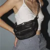 Sac de taille s sac ceinture pur cuir PU noir chaîne en métal somme par bande Fanny Pack Bananka mode sauvage sacoche ventre 231013