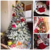 Calzini natalizi lavorati a maglia da 18x14 cm Alfabeto rosso con fiocchi di neve 26 lettere Ciondolo albero di Natale Ornamenti natalizi Decorazioni per regali di festa in famiglia