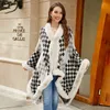 Châles en hiver losange Plaid col de fourrure Cape manteau pour femmes épais chaud Cardigan Poncho femme lâche châle manteau pardessus 231013