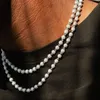 Ensemble de collier et boucles d'oreilles pour hommes, Micro pavé CZ 4MM, boule Disco, chaîne à maillons perlés, bijoux Hip Hop, bracelet de perles scintillantes glacées, 314W