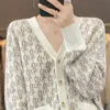 Women's Sweaters Wool Cardigan Women's V-Neck Heavy Duty Letter Jacquard Loose Versatile Knit Top Thin Jacket Zadig Voltaire Women Sweater Zip Sweater