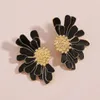 Stud Earrings Simple Elegant Oil Dropping Flower For Women Boho Fashion Colorful Big 2023 Jewelry Gifts