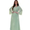 Abbigliamento etnico Arabia Saudita Dubai Moda Medio Oriente Donna Estate Diamanti Abito in chiffon Vestaglie Maniche lunghe Scollo a V Elegante Festa Abaya