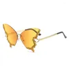 Sunglasses Fashion Crystal Shiny Butterfly For Women Vintage Rimless Oversized Rhinestone Cat Eye Sun Glasses Female Shades