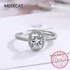 Anelli a grappolo 2 Anello di fidanzamento con diamante a taglio ovale Moissanite Anello di fidanzamento in argento sterling 925 Gioielli da sposa Bague Anelli