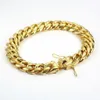 Chaîne en acier inoxydable Miami Curb Cuban Link Bracelet Dragon Fermoir Verrouillage Bracelet Hip Hop Rappeur Plaqué Or 18 Carats Femmes Hommes Bijoux 231016