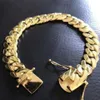 Kubanisches Miami-Link-Armband für Herren, 14-karätiges Gold gefüllt über massivem Material, 10 mm breit292W