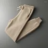 Survêtements pour hommes 100 pur cachemire ensemble couleur unie cardigan tricoté pull à capuche long pantalon large deux pièces