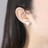 Boucles d'oreilles à tige en argent S925 avec miroir rond de style rétro pour femme plaqué or 18 carats de haute qualité - Bijoux pour femme, fête de mariage, Saint-Valentin, cadeau de Noël SPC