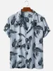 Camicie casual da uomo Estate Uomo Coconut Tree Stampato risvolto Moda Beach Top a manica corta 2023 Camicia hawaiana in cotone 5xl