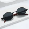 Sunglasses Oulylan Retro Imitation Wood Grain Men's Round Frame Sun Glasses Women Trendy Elliptical Eyeglasses UV400