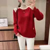 Frauen Strick Korejepo Rundhals Pullover Pullover 2023 Herbst Winter Strickwaren Farbige Lose Schlank Verdickte Unterlage Bluse