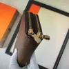 Högkvalitativ dubbeldragare plånbokshållare för bruna blommor Kvinnor Purse Monogram Luxury Purses Cross Body Wallets dragkedja myntväska