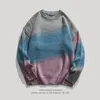 Pulls pour hommes Vêtements pour hommes Hippie Gradient Couleur Pulls tricotés pour hommes Bleu Pas de sweat à capuche Y2K Streetwear Mode coréenne Jumpers Automne