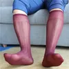 Men's Socks 1 Pair Summer Sexy Knee High Long Striped Thin Formal Dress Silk Sheer Business Stockings For Man