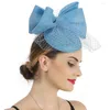 Bérets jaune Chic arc fascinateur chapeau Cocktail fête de mariage chapellerie casque de mode chapeaux plume cheveux accessoires mariée