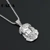 Pendant Necklaces 2021 Arrival BIG Rhinestones Jesus Head Necklace 316 Stainless Steel Christian Amulet With CAGF0477222t