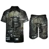 Survêtements pour hommes Crypto Art Beach Hommes Ensembles Monnaie virtuelle Chemise décontractée Ensemble d'été Modèle Shorts 2 pièces Costume de nouveauté 2XL 3XL