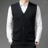 Mannen Vesten Winter Fleece Warm Mode Argyle Mouwloze Trui 2023 Mannen Business Vest V-hals Slim Fit Jumpers Vest