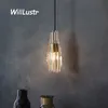 Lámpara colgante de cristal moderna, luz de suspensión con cabeza de cobre, lámpara de techo colgante para cabecera de Hotel, Bar, cafetería, Bistro