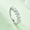 Anéis de cluster Sgarit jóias 925 prata esterlina 2.1ct total vvs1d trilhões corte moissanite diamante anel de noivado casamento eternidade banda