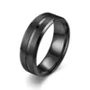 8mm New Fashion Finger Rings Center Groove Frosted Men's rostfritt stål Ring Minimalistiskt tillbehör Guld för kvinnor Anillos vintage Punk smycken Bijoux grossist