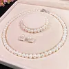 Collier de perles Natura, ensemble de 3 pièces pour femmes, cadeau pour mère et petite amie, vente en gros, ensemble de bijoux en perles d'eau douce