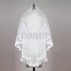 Véus de noiva branco/marfim redondo 1 camada véu para noiva casamento renda borda requintado elegante blush acessórios gaiola