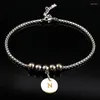 Bracelets de cheville mode coquille acier inoxydable pied Bracelet femmes couleur argent N lettre cheville bijoux Pulsera Tobillera A612313S07