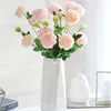 Fleurs décoratives Bouquet artificiel 65CM avec 3 têtes de pivoine et feuilles vertes pour décoration de mariage rustique